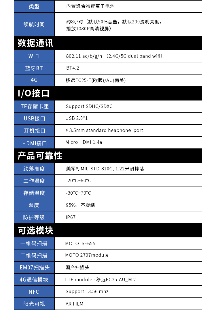 三防平板终端WCT-860H